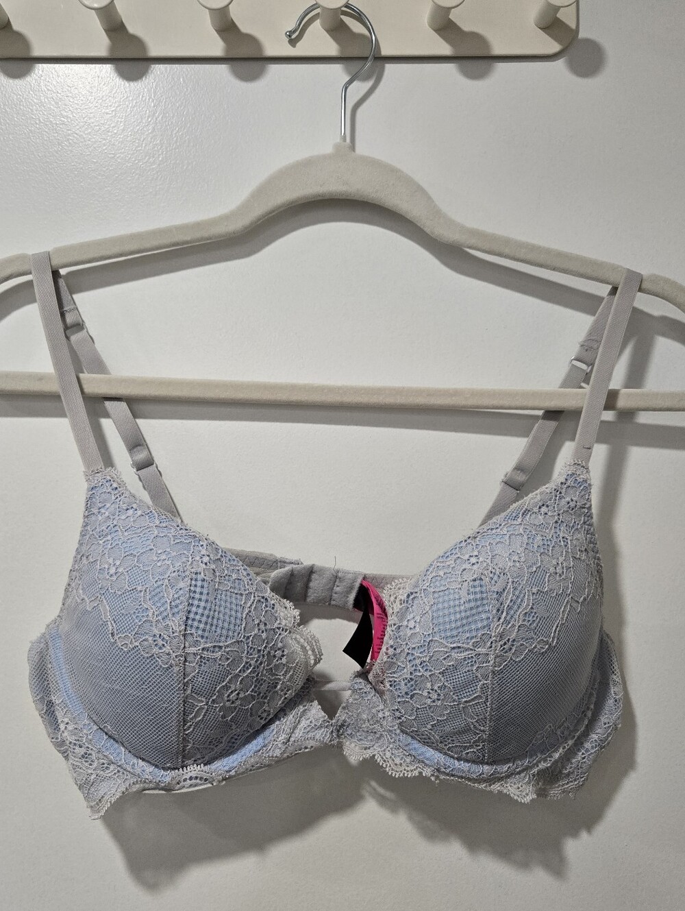 La Senza Light Blue Lace Overlay Push Up Bra Size 36B